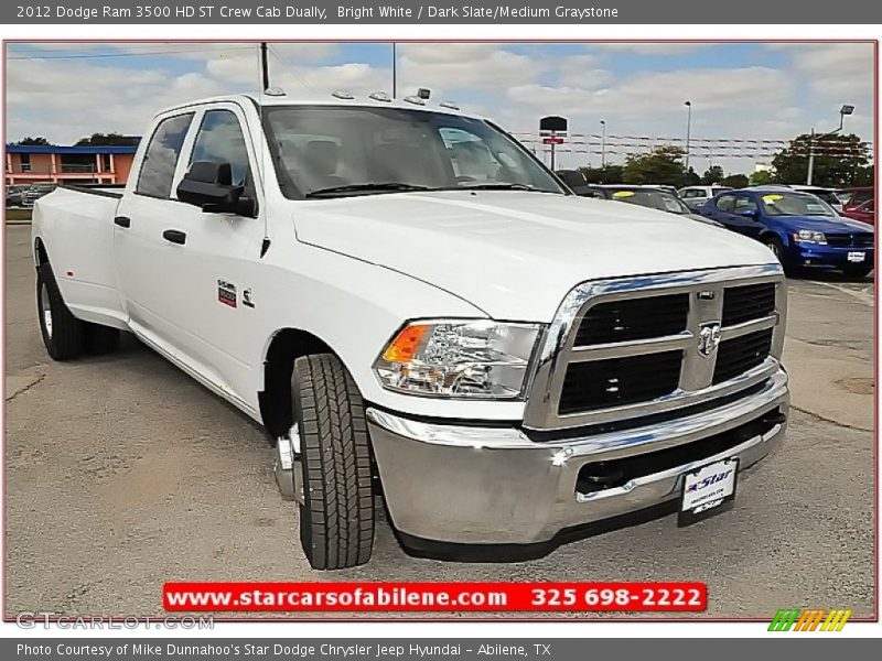 Bright White / Dark Slate/Medium Graystone 2012 Dodge Ram 3500 HD ST Crew Cab Dually