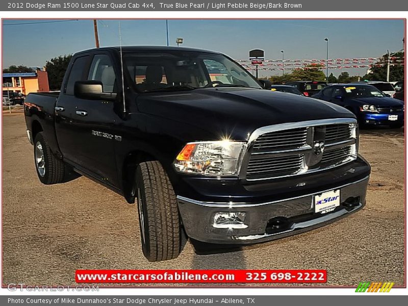 True Blue Pearl / Light Pebble Beige/Bark Brown 2012 Dodge Ram 1500 Lone Star Quad Cab 4x4
