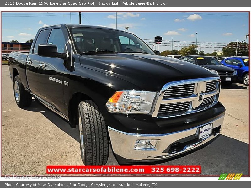 Black / Light Pebble Beige/Bark Brown 2012 Dodge Ram 1500 Lone Star Quad Cab 4x4