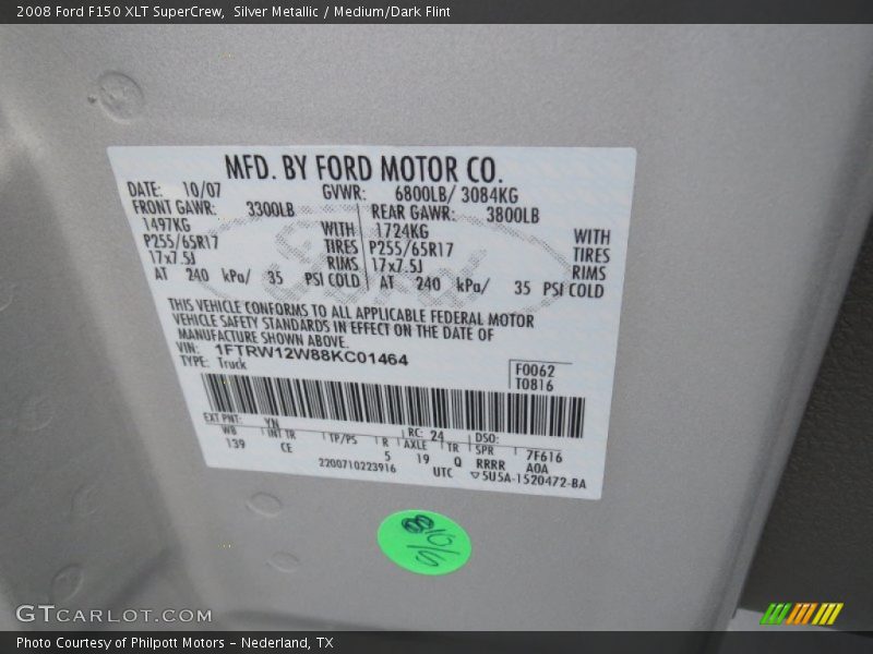 Silver Metallic / Medium/Dark Flint 2008 Ford F150 XLT SuperCrew