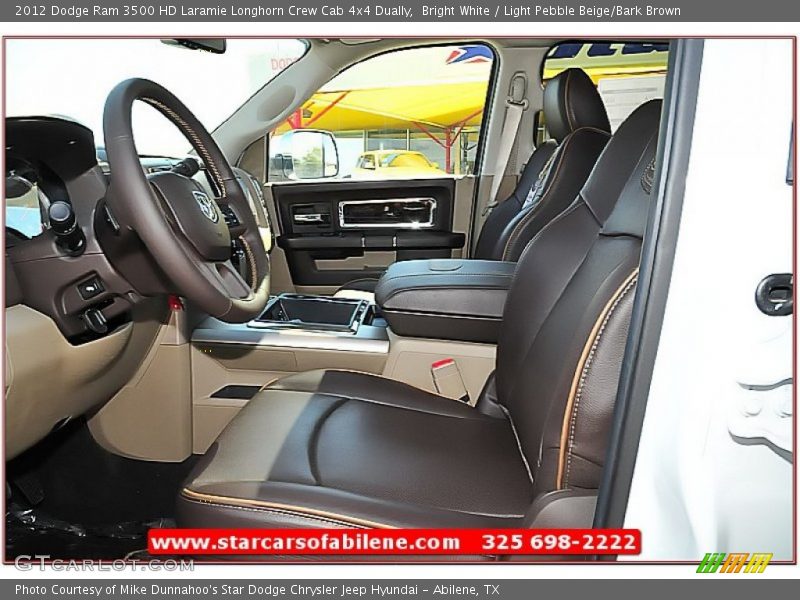 Bright White / Light Pebble Beige/Bark Brown 2012 Dodge Ram 3500 HD Laramie Longhorn Crew Cab 4x4 Dually