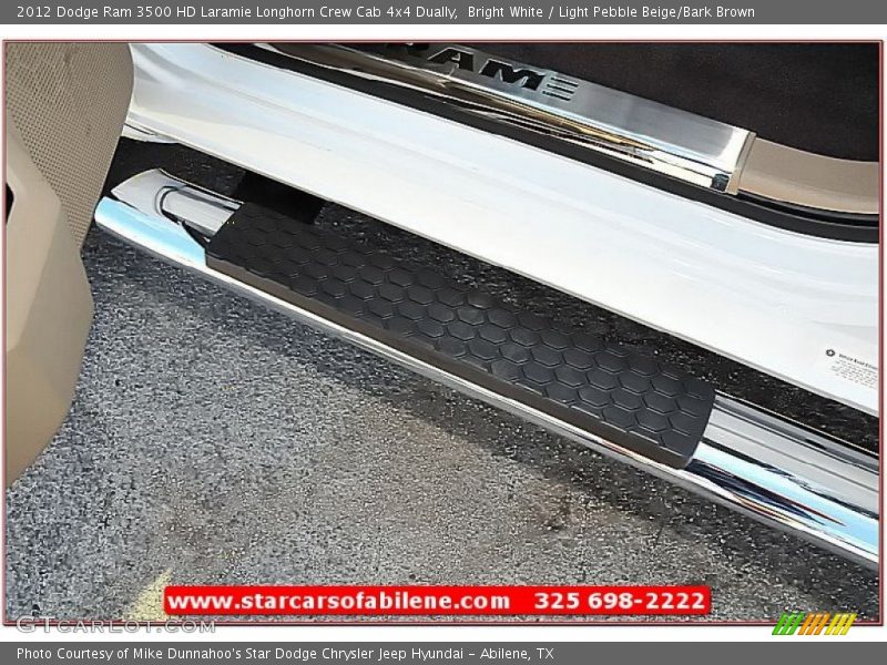 Bright White / Light Pebble Beige/Bark Brown 2012 Dodge Ram 3500 HD Laramie Longhorn Crew Cab 4x4 Dually