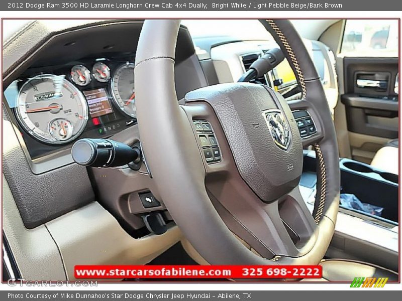 Bright White / Light Pebble Beige/Bark Brown 2012 Dodge Ram 3500 HD Laramie Longhorn Crew Cab 4x4 Dually