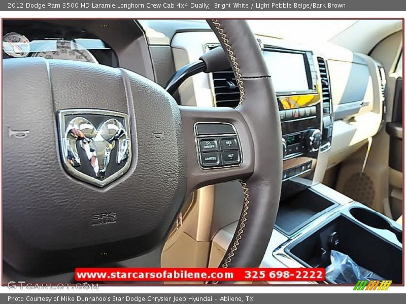 Bright White / Light Pebble Beige/Bark Brown 2012 Dodge Ram 3500 HD Laramie Longhorn Crew Cab 4x4 Dually