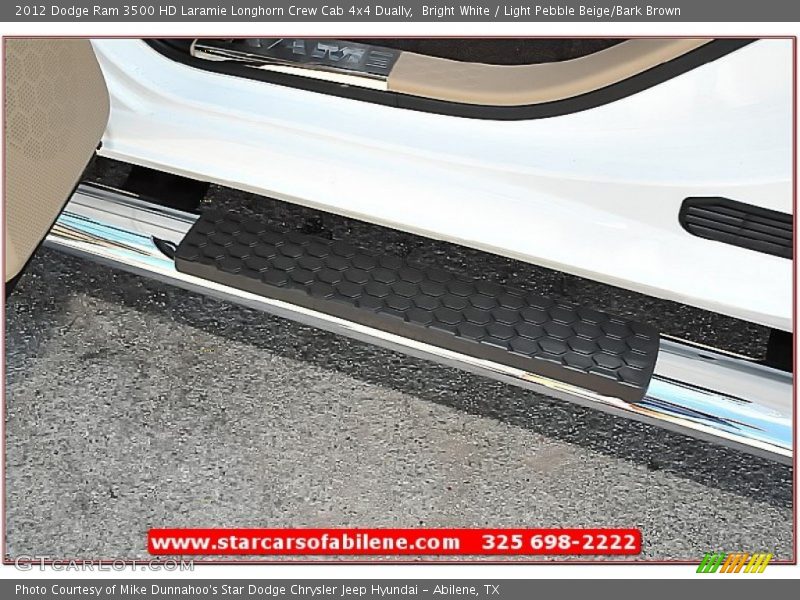 Bright White / Light Pebble Beige/Bark Brown 2012 Dodge Ram 3500 HD Laramie Longhorn Crew Cab 4x4 Dually