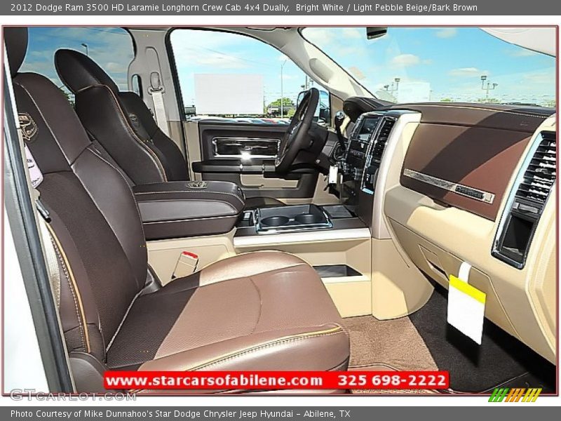 Bright White / Light Pebble Beige/Bark Brown 2012 Dodge Ram 3500 HD Laramie Longhorn Crew Cab 4x4 Dually