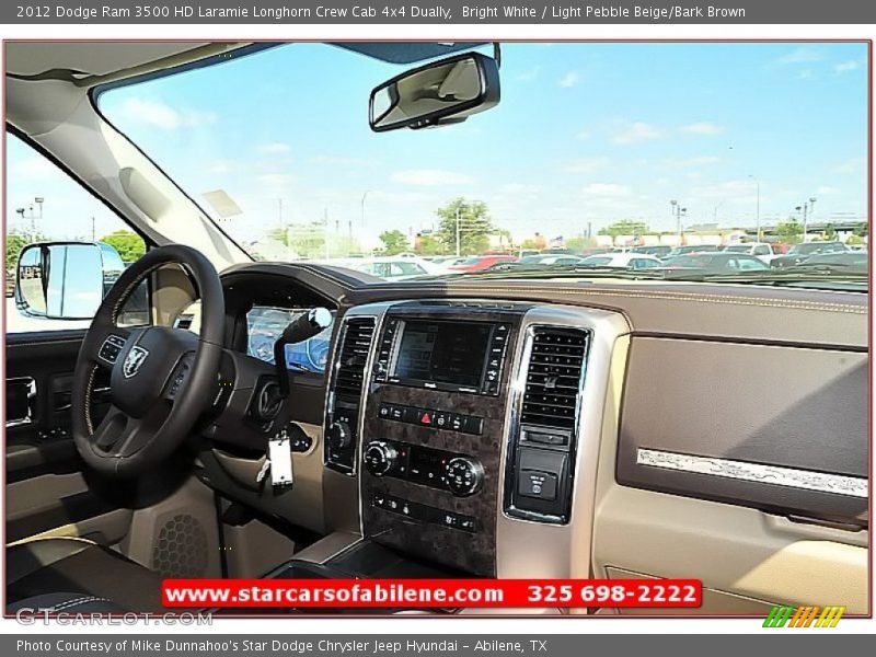 Bright White / Light Pebble Beige/Bark Brown 2012 Dodge Ram 3500 HD Laramie Longhorn Crew Cab 4x4 Dually