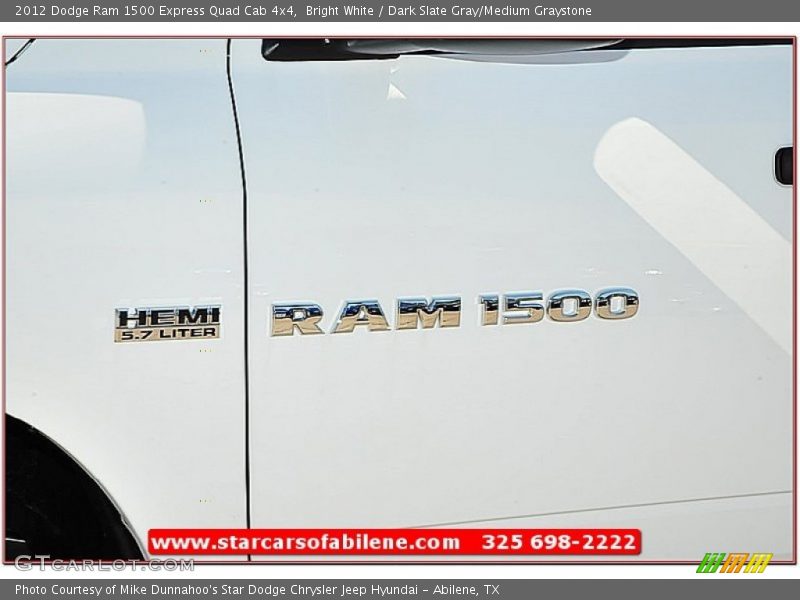 Bright White / Dark Slate Gray/Medium Graystone 2012 Dodge Ram 1500 Express Quad Cab 4x4