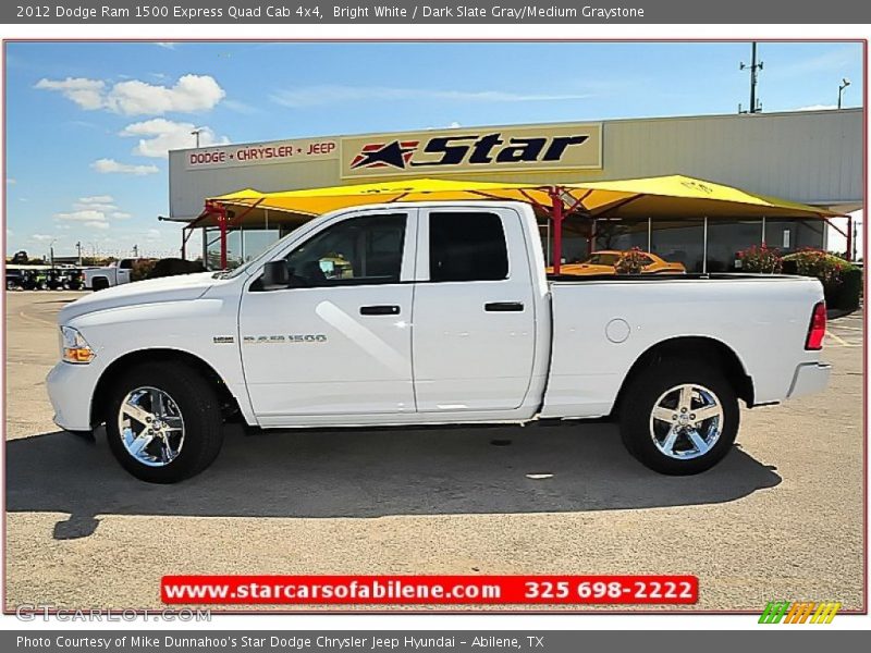 Bright White / Dark Slate Gray/Medium Graystone 2012 Dodge Ram 1500 Express Quad Cab 4x4