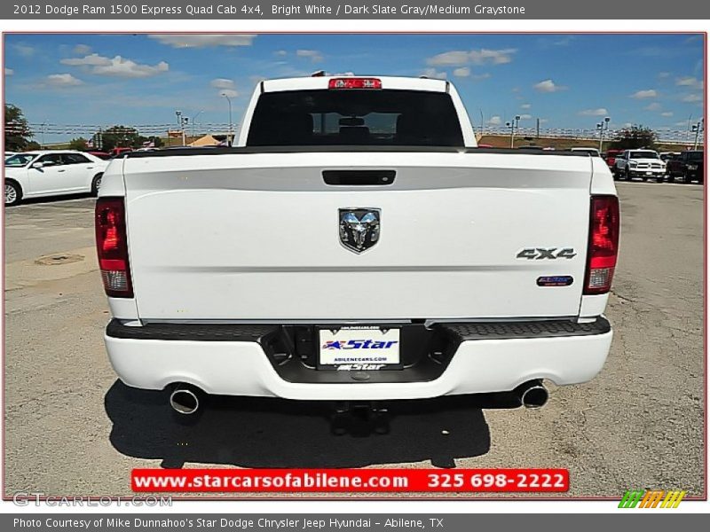 Bright White / Dark Slate Gray/Medium Graystone 2012 Dodge Ram 1500 Express Quad Cab 4x4