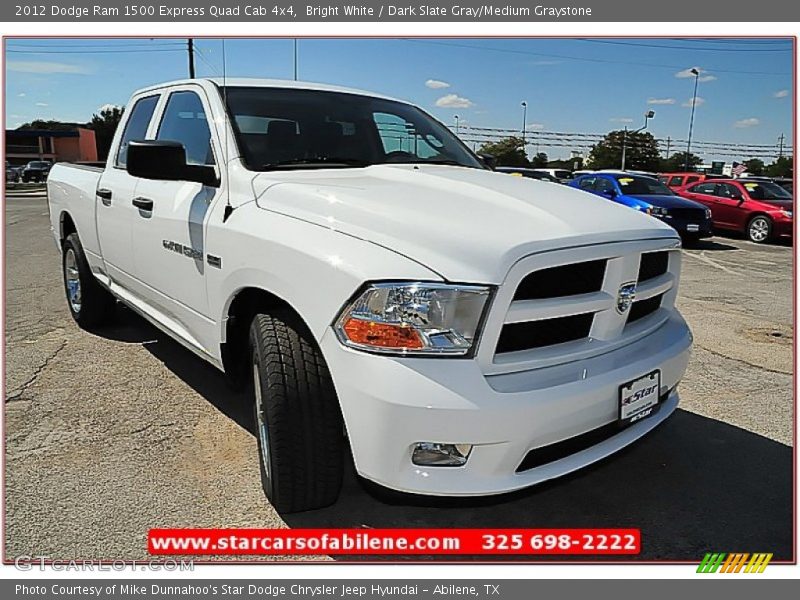Bright White / Dark Slate Gray/Medium Graystone 2012 Dodge Ram 1500 Express Quad Cab 4x4