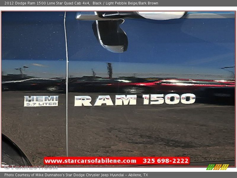 Black / Light Pebble Beige/Bark Brown 2012 Dodge Ram 1500 Lone Star Quad Cab 4x4