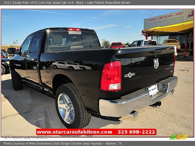 Black / Light Pebble Beige/Bark Brown 2012 Dodge Ram 1500 Lone Star Quad Cab 4x4