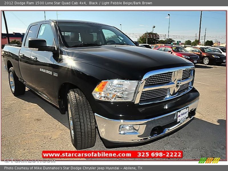 Black / Light Pebble Beige/Bark Brown 2012 Dodge Ram 1500 Lone Star Quad Cab 4x4