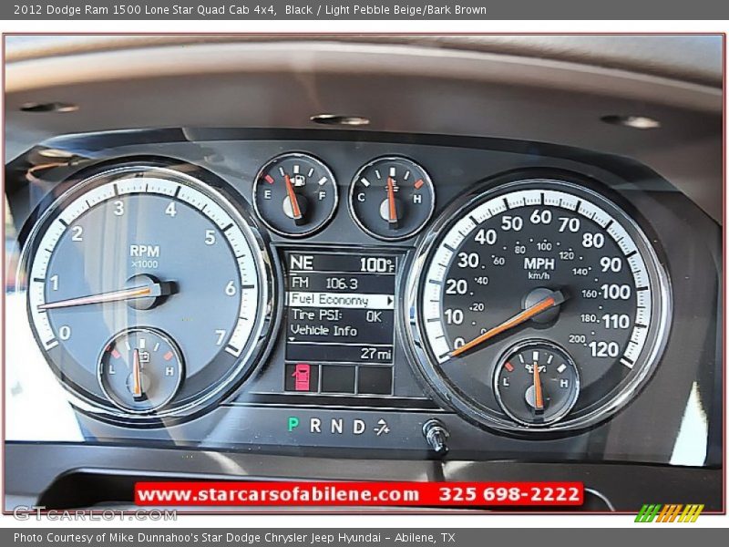 Black / Light Pebble Beige/Bark Brown 2012 Dodge Ram 1500 Lone Star Quad Cab 4x4