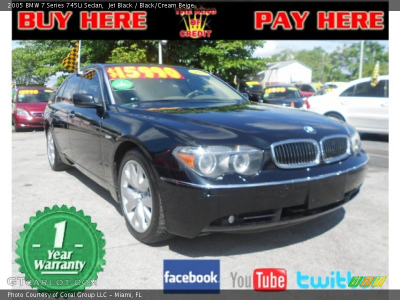 Jet Black / Black/Cream Beige 2005 BMW 7 Series 745Li Sedan