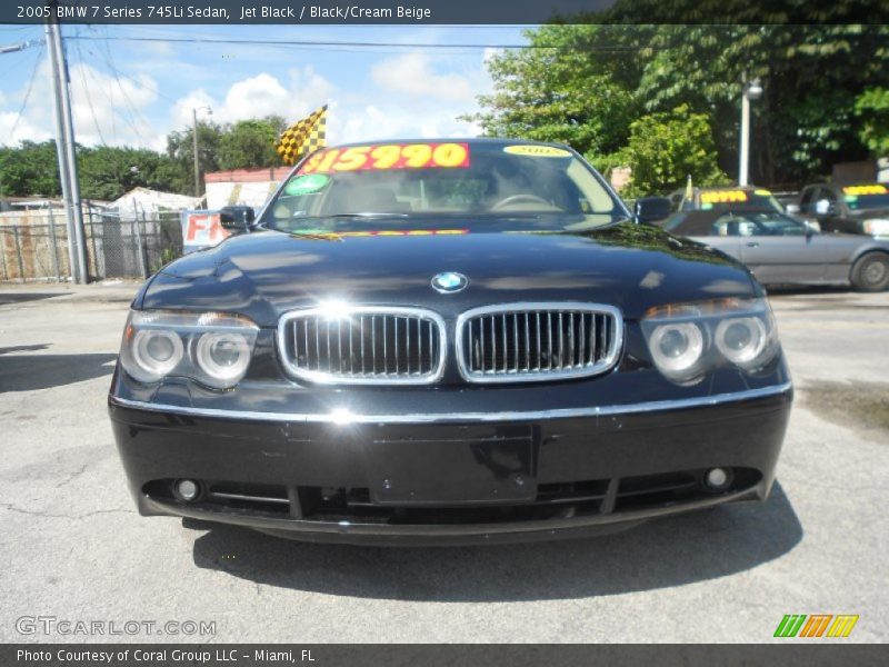 Jet Black / Black/Cream Beige 2005 BMW 7 Series 745Li Sedan
