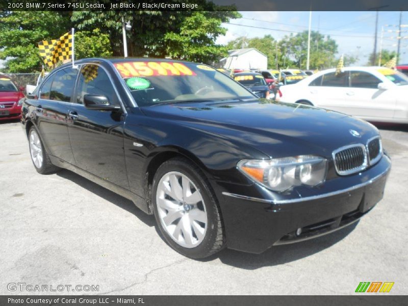Jet Black / Black/Cream Beige 2005 BMW 7 Series 745Li Sedan