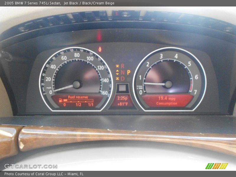 Jet Black / Black/Cream Beige 2005 BMW 7 Series 745Li Sedan
