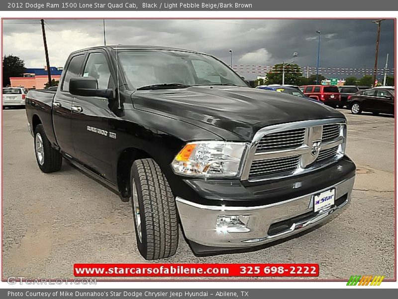 Black / Light Pebble Beige/Bark Brown 2012 Dodge Ram 1500 Lone Star Quad Cab