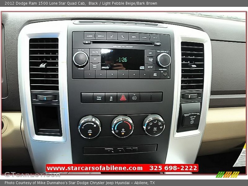Black / Light Pebble Beige/Bark Brown 2012 Dodge Ram 1500 Lone Star Quad Cab