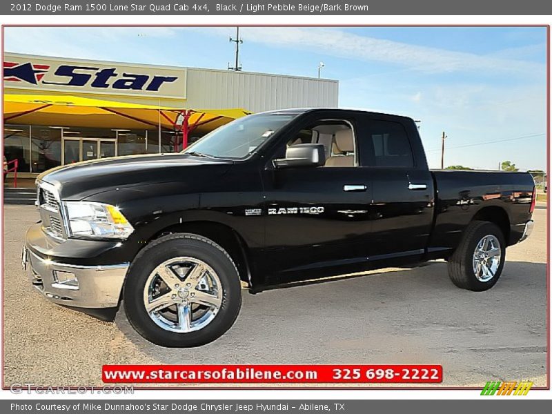 Black / Light Pebble Beige/Bark Brown 2012 Dodge Ram 1500 Lone Star Quad Cab 4x4