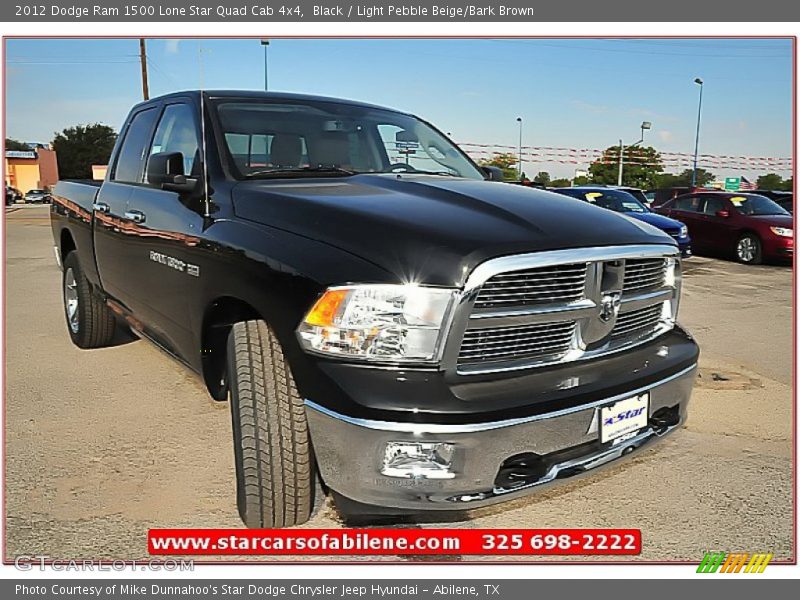 Black / Light Pebble Beige/Bark Brown 2012 Dodge Ram 1500 Lone Star Quad Cab 4x4
