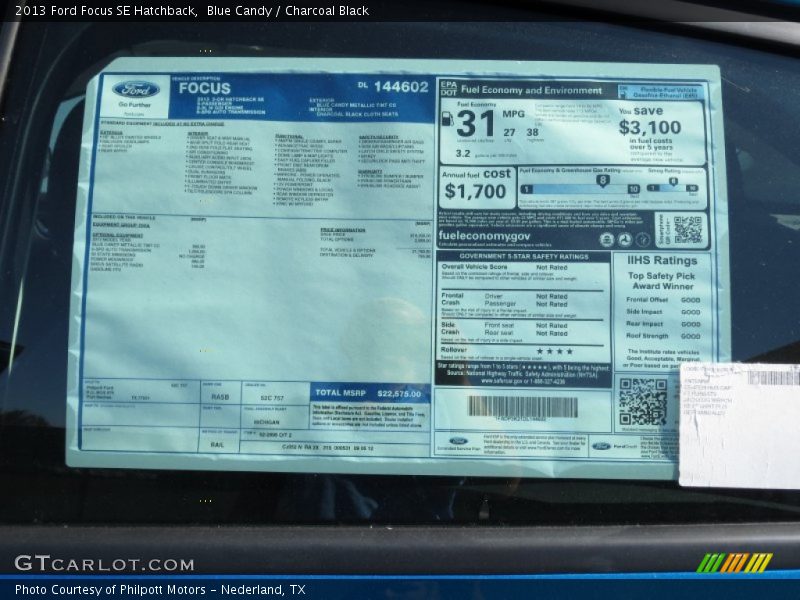 Blue Candy / Charcoal Black 2013 Ford Focus SE Hatchback