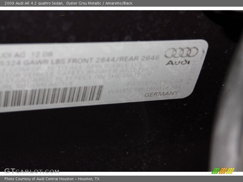 Oyster Grey Metallic / Amaretto/Black 2009 Audi A6 4.2 quattro Sedan