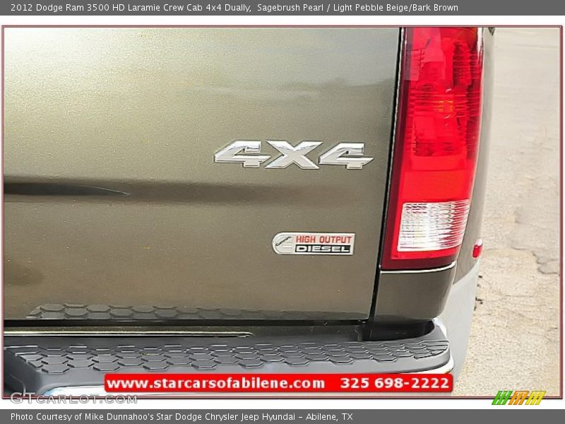 Sagebrush Pearl / Light Pebble Beige/Bark Brown 2012 Dodge Ram 3500 HD Laramie Crew Cab 4x4 Dually
