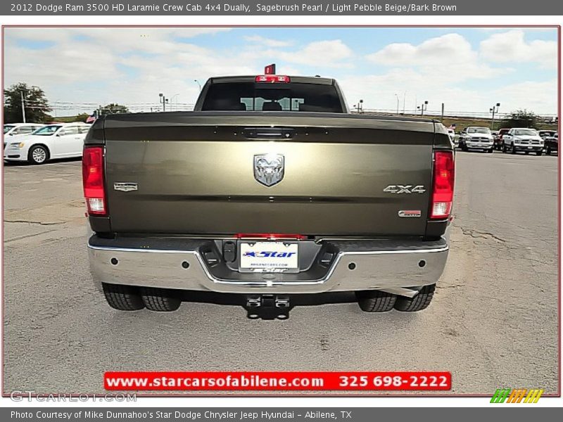 Sagebrush Pearl / Light Pebble Beige/Bark Brown 2012 Dodge Ram 3500 HD Laramie Crew Cab 4x4 Dually
