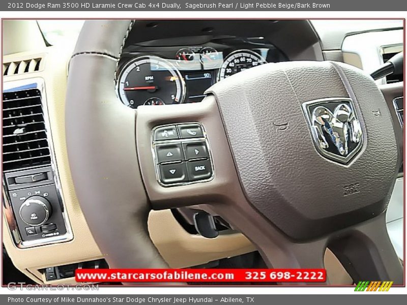 Sagebrush Pearl / Light Pebble Beige/Bark Brown 2012 Dodge Ram 3500 HD Laramie Crew Cab 4x4 Dually
