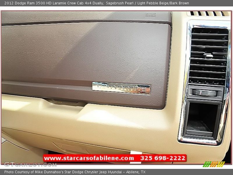 Sagebrush Pearl / Light Pebble Beige/Bark Brown 2012 Dodge Ram 3500 HD Laramie Crew Cab 4x4 Dually