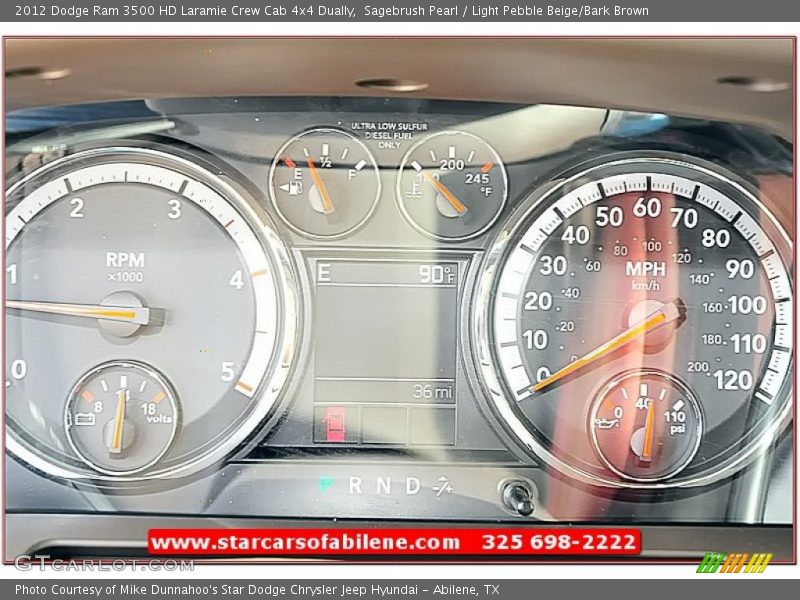 Sagebrush Pearl / Light Pebble Beige/Bark Brown 2012 Dodge Ram 3500 HD Laramie Crew Cab 4x4 Dually