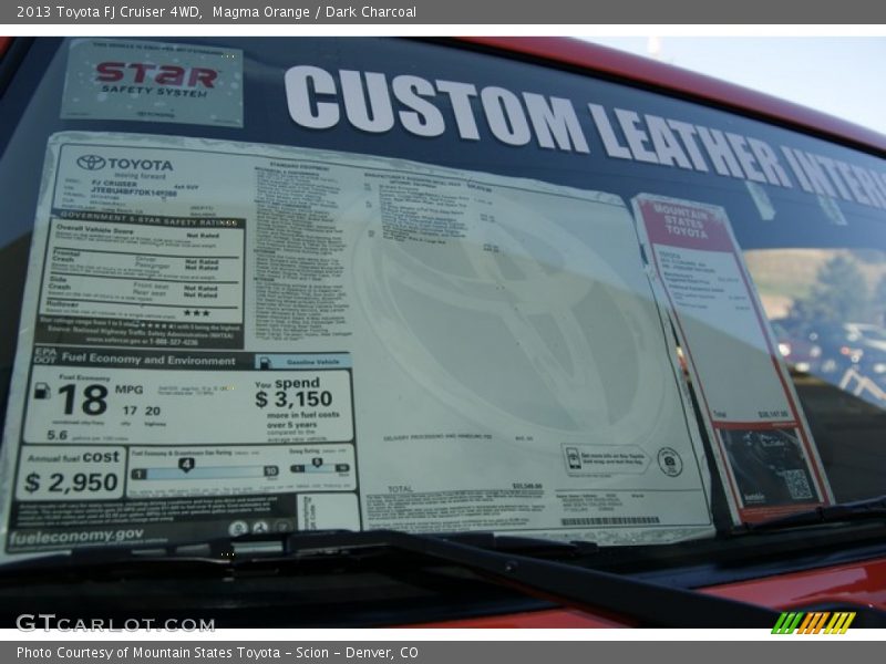 Magma Orange / Dark Charcoal 2013 Toyota FJ Cruiser 4WD