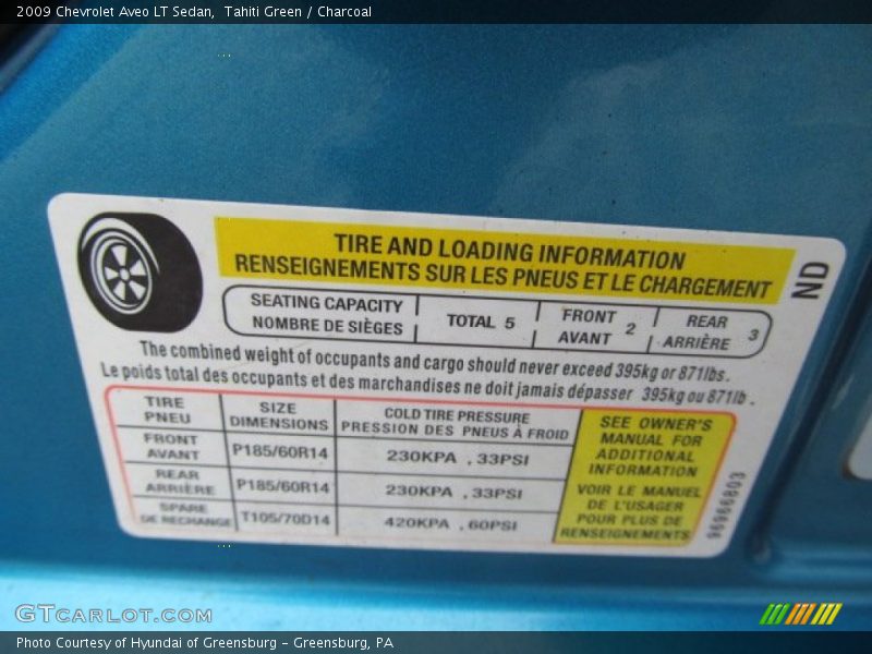 Tahiti Green / Charcoal 2009 Chevrolet Aveo LT Sedan