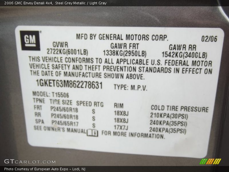 Steel Grey Metallic / Light Gray 2006 GMC Envoy Denali 4x4
