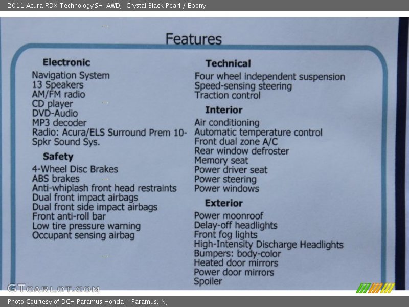 Crystal Black Pearl / Ebony 2011 Acura RDX Technology SH-AWD