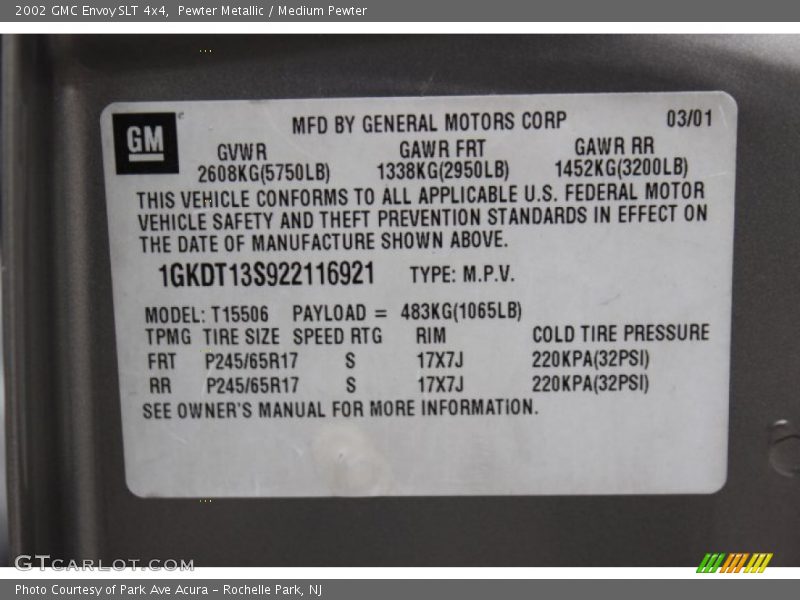 Pewter Metallic / Medium Pewter 2002 GMC Envoy SLT 4x4