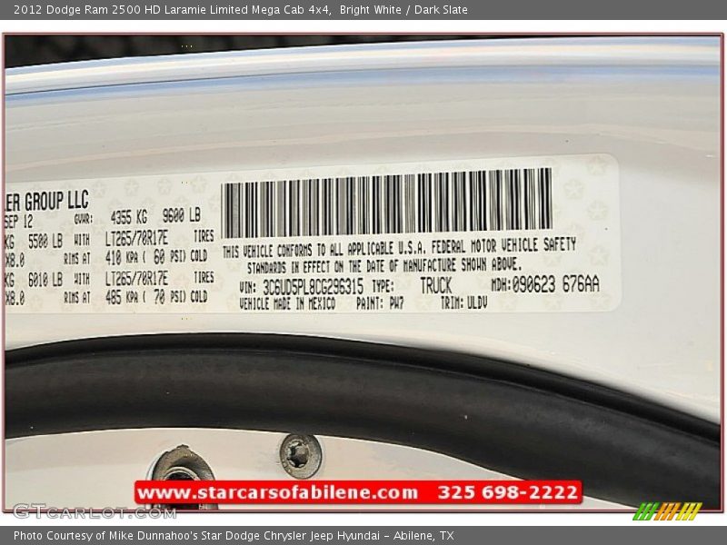 Bright White / Dark Slate 2012 Dodge Ram 2500 HD Laramie Limited Mega Cab 4x4