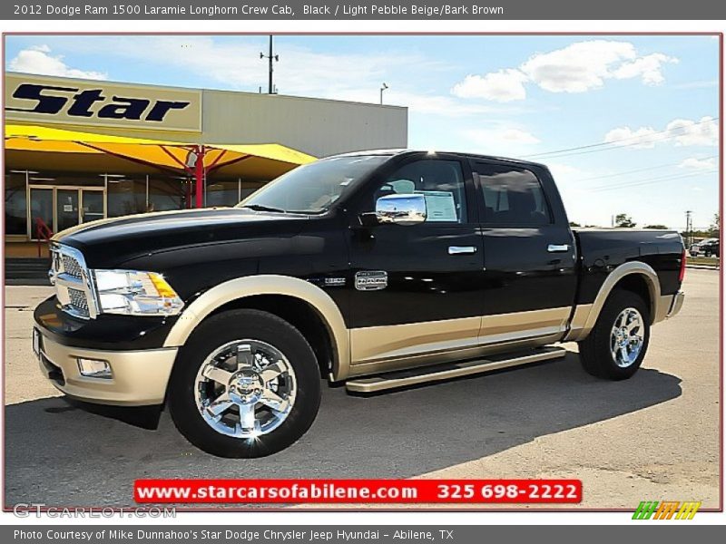 Black / Light Pebble Beige/Bark Brown 2012 Dodge Ram 1500 Laramie Longhorn Crew Cab