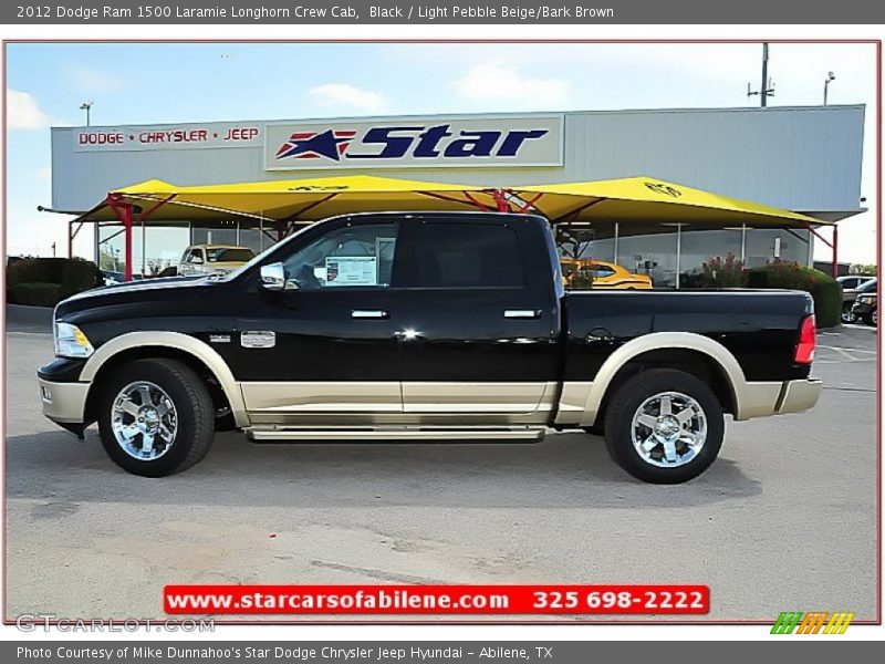 Black / Light Pebble Beige/Bark Brown 2012 Dodge Ram 1500 Laramie Longhorn Crew Cab