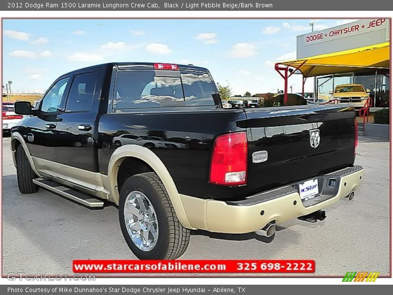 Black / Light Pebble Beige/Bark Brown 2012 Dodge Ram 1500 Laramie Longhorn Crew Cab
