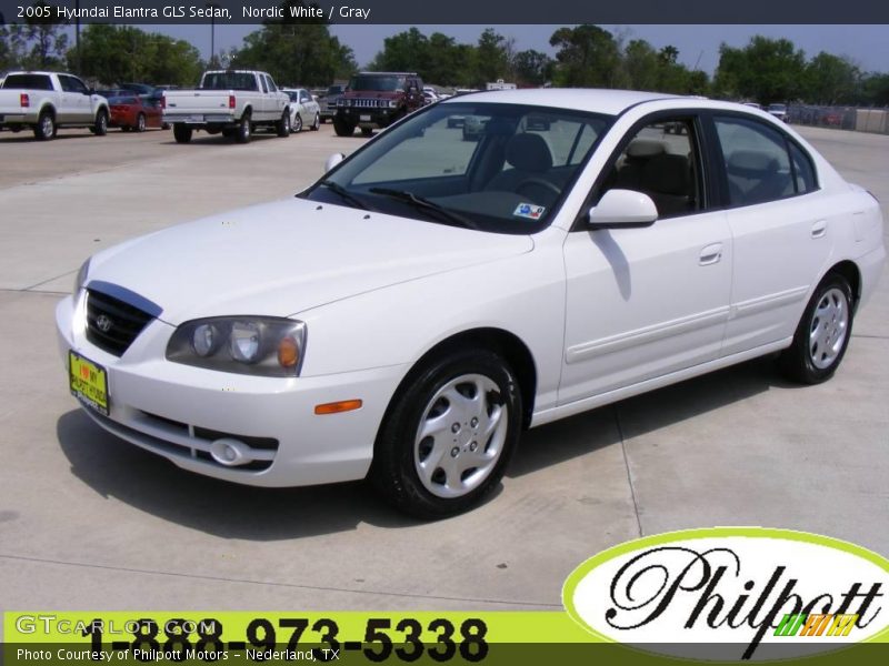 Nordic White / Gray 2005 Hyundai Elantra GLS Sedan