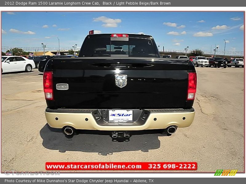 Black / Light Pebble Beige/Bark Brown 2012 Dodge Ram 1500 Laramie Longhorn Crew Cab