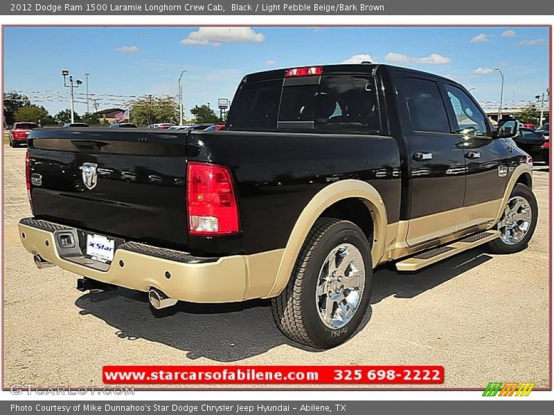Black / Light Pebble Beige/Bark Brown 2012 Dodge Ram 1500 Laramie Longhorn Crew Cab