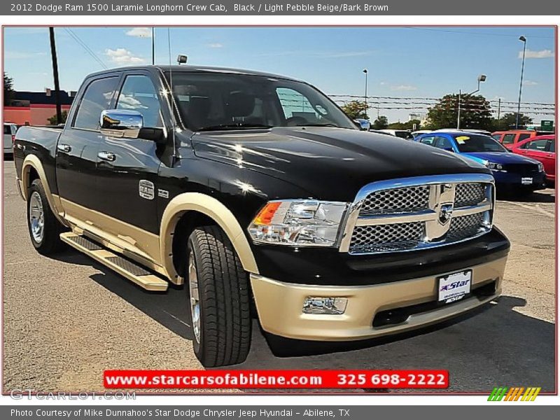 Black / Light Pebble Beige/Bark Brown 2012 Dodge Ram 1500 Laramie Longhorn Crew Cab