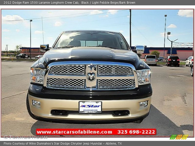 Black / Light Pebble Beige/Bark Brown 2012 Dodge Ram 1500 Laramie Longhorn Crew Cab