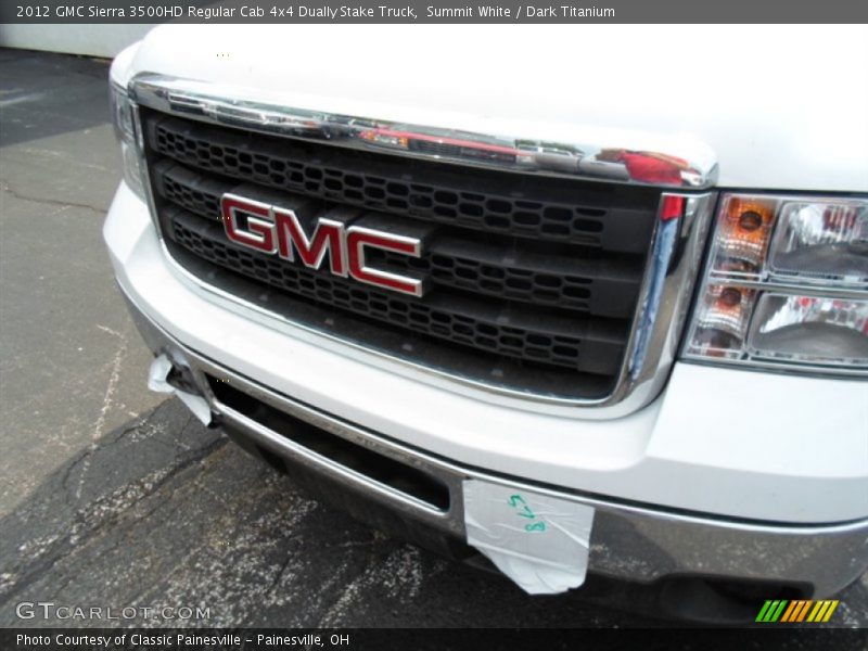 Summit White / Dark Titanium 2012 GMC Sierra 3500HD Regular Cab 4x4 Dually Stake Truck