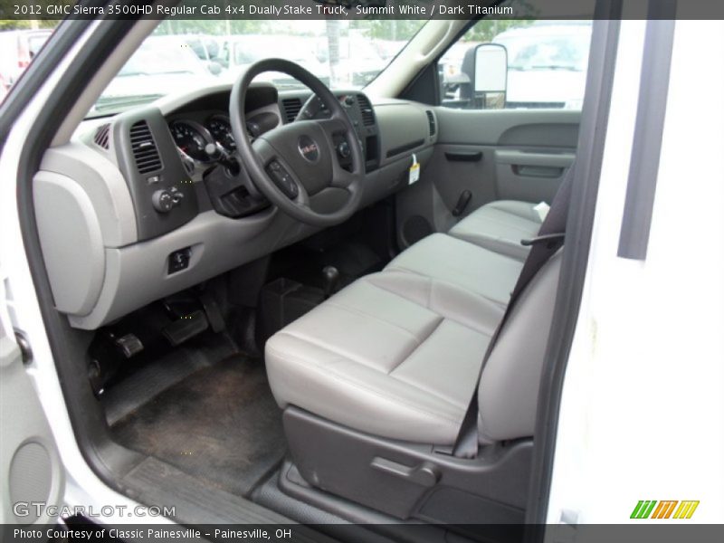 Summit White / Dark Titanium 2012 GMC Sierra 3500HD Regular Cab 4x4 Dually Stake Truck